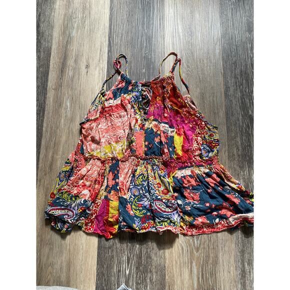 Babydoll Patchwork Ruffle Sleeveless Going Out Top Medium Boho Y2K Festival Chic - Picture 4 of 4